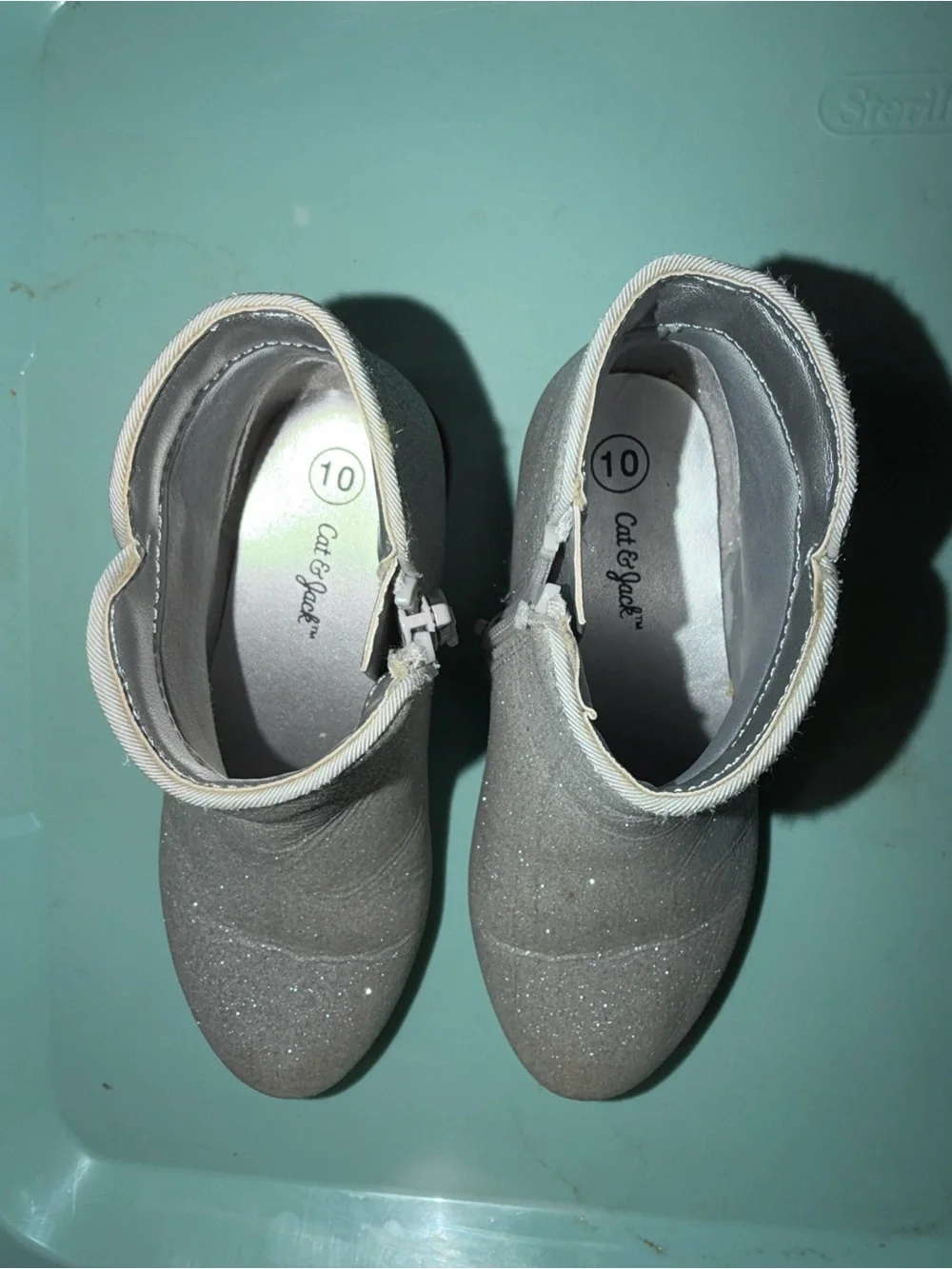 Cat & Jack | Silver Glitter Ankle Boots, size 10